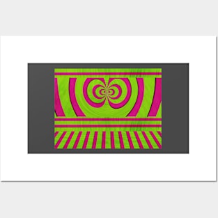 Colorful pink and green ruled pattern Posters and Art